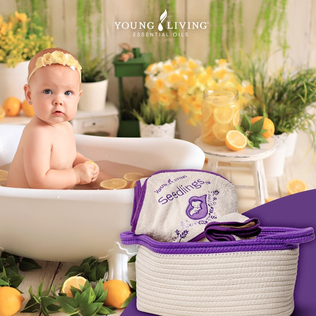 Young-Living-Seedlings-Basket,-Towel-&-Washcloth