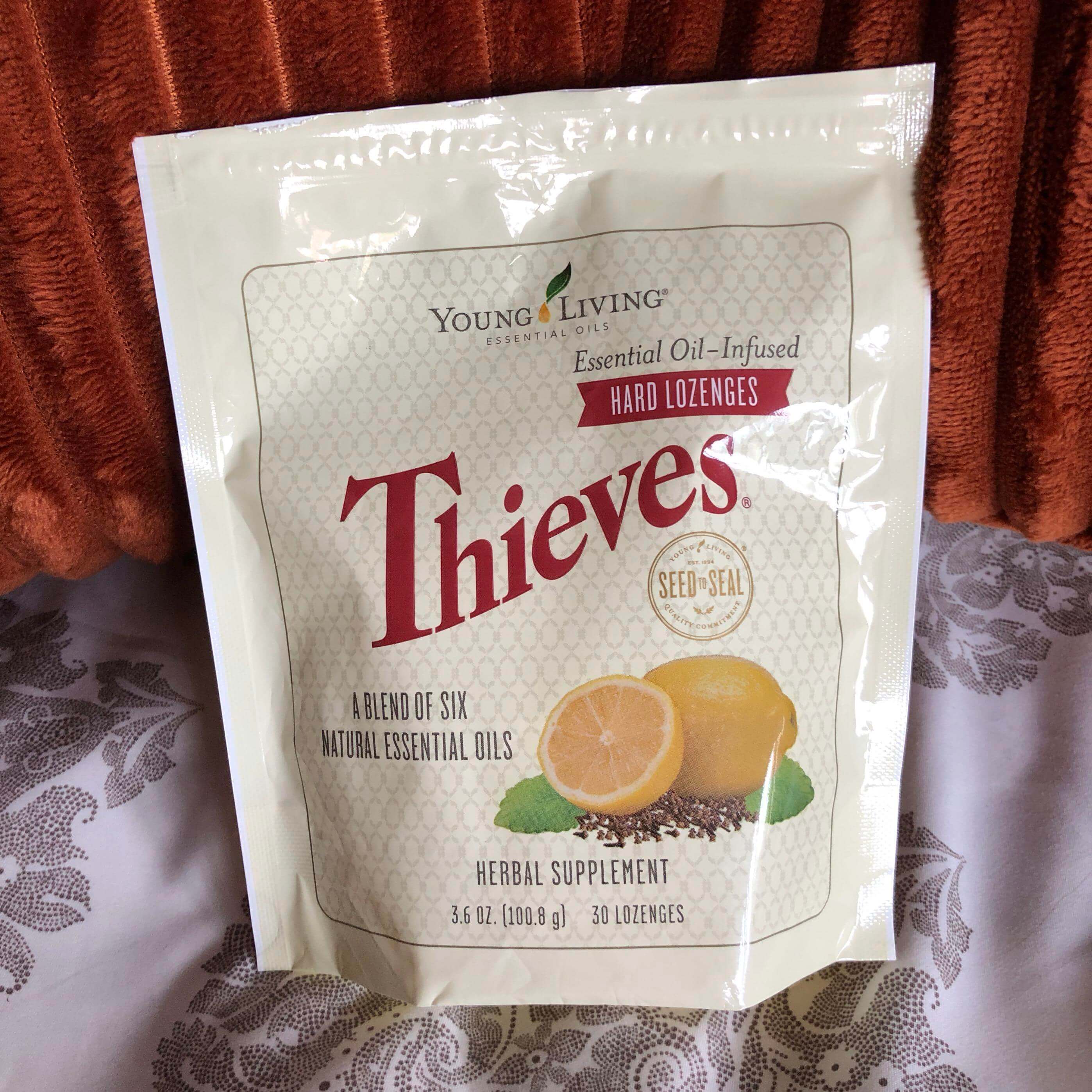 Thieves Essential Oil-Infused Cough Drops - Soothing Relief for Coughs &  Sore Throats with Young Living's Signature Blend - Natural Ingredients